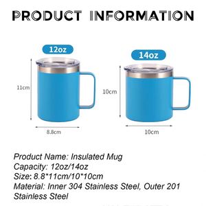 Logo Coffee <b>Mug</b> With Handle 12/14oz Stainless Steel Coffee Cup Double Wall Vacuum Insulated <b>Mug</b> Coffee Travel <b>Mug</b> Powder Coated - Product Image 5