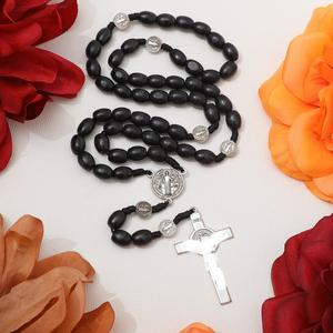 Chapelet catholique en bois avec perles, croix, Jésus, saint, christianisme, cadeau pour Pâques, église - Product Image 2