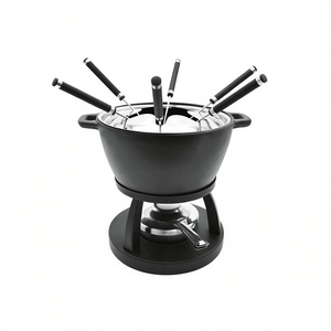 MSER Fondue <b>Set</b> 10 Piece 1 <b>Pot</b> With Stainless Steel Cover 1 Stand 6 Forks - Product Image 2