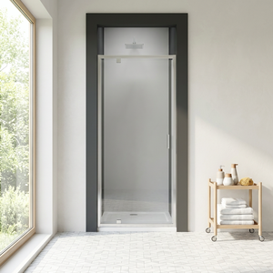 Mampara <span class=keywords><strong>de</strong></span> Ducha con Panel Lateral <span class=keywords><strong>de</strong></span> Vidrio Templado, Puerta Pivotante para Baño, Marco Cromado, Estándar Europeo EN - Product Image 1
