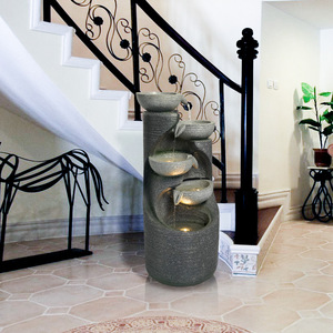 Fontaine à eau moderne en résine avec lumière, ornement décoratif intérieur/extérieur pour bureau, maison, cour JRL002 - Product Image 2