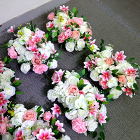 Centre de table floral en soie artificielle rose et blanche, rose pivoine, décoration de table de mariage, Thanksgiving, fête des mères