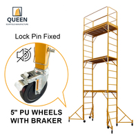 Échafaudage mobile pliable en acier LINYI QUEEN de 18 pieds avec garde-corps de sécurité haute résistance et plateforme de travail à vérins
