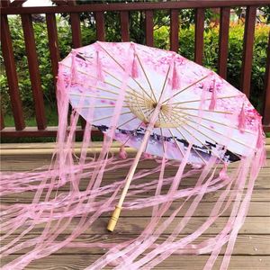 Abanico de Papel Encerado Impermeable con Borlas y Cinta, Pintado a Mano, Ecológico, Hecho a Medida, Estilo Bambú Chino Tradicional para Bodas, para Exteriores - Product Image 3