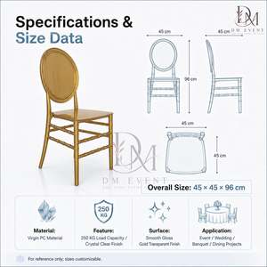 Chaise Chiavari ovale en polycarbonate doré, légère et durable, idéale pour les mariages et les événements de banquet - Product Image 3