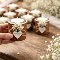 Bougie parfumée en cire de soja avec fleurs séchées et étiquette personnalisée en forme de cœur pour mariage, fête prénuptiale ou anniversaire