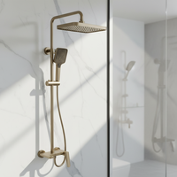Robinet de douche de bain en laiton antique de 8 pouces avec poignée unique, cartouche céramique contemporaine et pommeau de douche pluie encastré à débit contrôlé