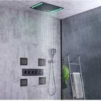 Ensemble de douche thermostatique LED pour plafond de salle de bain, avec fonction pluie, cascade et massage, système de douche multifonctionnel, vente chaude