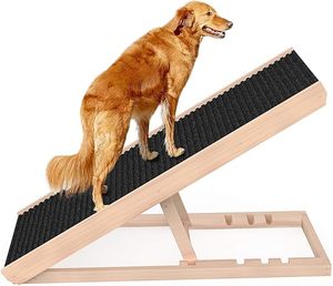 Hölzerne Hunde rampe 4 Stufen Höhen verstellbar Klappbar Tragbare Haustier katzen leiter Rutsch fest für Innen sofa Hunde treppen - Product Image 1