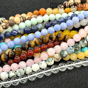 Filo di Perle Rotonde Lucidate in Agata Naturale, Diaspro, Quarzo e Giada, Vari Colori, 8mm, Perle Sciolte Rotonde per Creazione Gioielli - Product Image 3