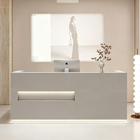 Comptoir de réception moderne et minimaliste sur mesure avec éclairage LED intégré pour salon de beauté ou bureau