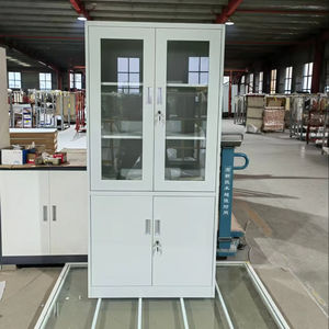 خزانة فولاذية حديثة بتصميم عصري ببابين زجاجيين مع رف قابل للتعديل، بيع مباشر من المصنع، أثاث مكتبي مع قفل مضاد للسرقة ومتين - Product Image 1