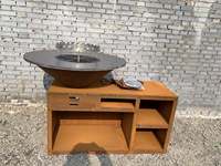 Barbecue Grill en Acier Corten, Poêle à Bois, Barbecue Extérieur, Brasero Extérieur