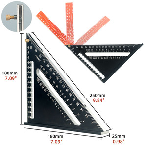 Adjustable Angle <b>Woodworking</b> Triangle Ruler 90 Degree Aluminum Alloy Black Right Angle Measuring <b>Tool</b> - Product Image 4