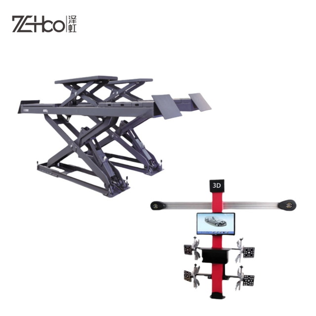 Full Set ZeHoo ZH58 3D Wheel Alignment Machine With Scissor Car Lift 3T Capacity CE Certified for Auto Repair Garage