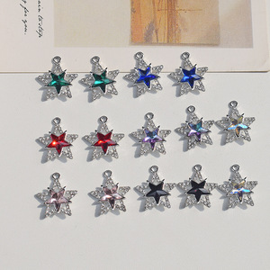 Dijes de estrella de cinco puntas con diamantes de imitación, 12 facetas, sin níquel, para la fabricación de joyas y cadenas para teléfonos, venta al por mayor - Product Image 2