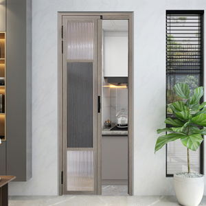 Puerta Interior Premium PT con <span class=keywords><strong>Marco</strong></span> de Aluminio con Aspecto de Madera, Vidrio Esmerilado, Doble Acristalamiento, Control de Luz, Aislamiento Térmico para Dormitorio - Product Image 2
