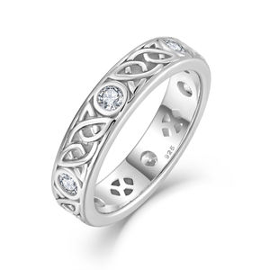 Anillo <span class=keywords><strong>de</strong></span> nudo celta <span class=keywords><strong>de</strong></span> Plata <span class=keywords><strong>de</strong></span> Ley 925 al por mayor para mujer con circonita cúbica - Product Image 1