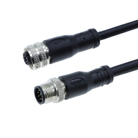 Connecteur M12 blindé étanche noir, câble moulé, réglage des broches personnalisé, accessoire industriel