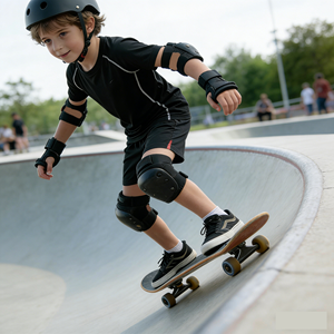 OEM Lot de 6 protections réglables en éponge pour genoux, poignets et coudes pour le skateboard, le roller, le ski sur glace, pour adultes et enfants, et le cyclisme - Product Image 1