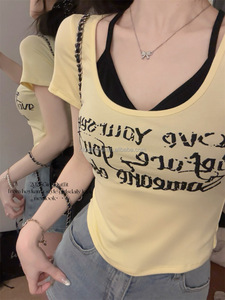 Top corto sin mangas con efecto de dos piezas para mujer, camisola, chaleco, tops cortos para mujer - Product Image 5