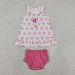 Conjuntos de Ropa para Bebés de 2 Piezas, Camisa Túnica con Volantes y Bordado Coquette de RTS Boutique Goose Bows, Ropa Linda para Niñas - Product Image 2