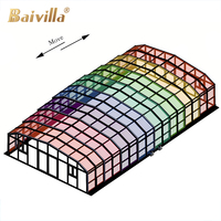 Villa Motorisé Véranda Rétractable Pavillon Électrique pour Chambre à Coucher Piscine Auvent Incliné Extérieur Verre Rétractable