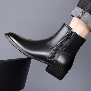 Botas Cortas de Cuero Británicas para Hombre, de Media Caña, de Secado Rápido, con Cierre Deslizante, Tallas Grandes, Puntiagudas, para Verano, Otoño e Invierno - Product Image 5