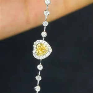 Xinfly - Pulsera de Oro de 18K con Forma de Corazón y Zafiro Amarillo Natural, Joyería Fina para Parejas, Amor Eterno 520 - Product Image 6