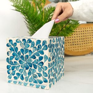 Boîte à mouchoirs de luxe incrustée de vadrouille à la main au design moderne pour bureau à domicile directement du fabricant indien - Product Image 1