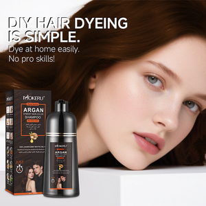 Shampoo colorant capillaire naturel sans tache MOKERU, teinture permanente sans ammoniaque avec huile d'argan, couverture des <span class=keywords><strong>cheveux</strong></span> gris longue durée, 420 ml - Product Image 5