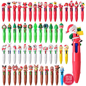 Penna a sfera di natale a quattro colori Design simpatico cartone animato adorabile Mini penna tascabile penna premio per studente di alto valore - Product Image 1