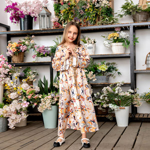 Vestaglia stampata per ragazze Likable Abaya nuovi disegni madre e figlia musulmana abbigliamento genitore-figlio Abaya arabo Beauty Kids Abaya - Product Image 2