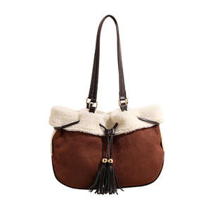 Sac à main pliable en peluche polaire de luxe pour femme avec logo personnalisé, nouvelle mode automne, sac à bandoulière - Product Image 3