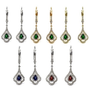 Vente en gros de boucles d'oreilles huggie unisexes en or blanc 18 carats avec pierre de couleur diamant véritable rubis, livraison rapide, délicates et charmantes, Afrique - Product Image 4