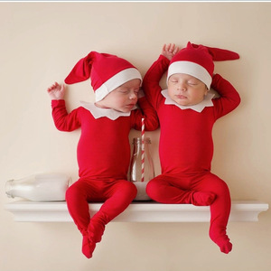 Accessoires <span class=keywords><strong>de</strong></span> photographie pour nouveau-nés, combinaisons en coton d'hiver <span class=keywords><strong>de</strong></span> Noël avec chapeau, vêtements personnalisés pour bébé unisexe, costume <span class=keywords><strong>de</strong></span> Père Noël - Product Image 1