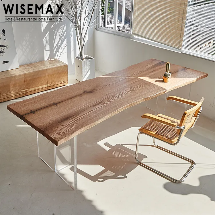 WISEMAX mobilya doğal kırmızı meşe akrilik asma yemek masası basit tezgah ev çay masası ahşap masa