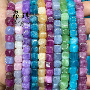 <span class=keywords><strong>Pierre</strong></span> naturelle 8mm couleur calcédoine Cube perles en vrac bijoux à bricoler soi-même Bracelet voiture sac suspendus accessoires en gros - Product Image 4