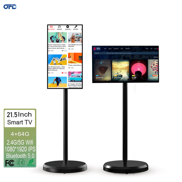 2024 New 21.5 Inch FHD Smart Portable TV with Stand Rollable Touch Screen Monitor Interactive Android Television