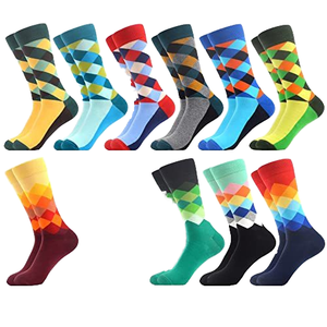 Chaussettes pour hommes en jacquard argyle coloré, chaussettes en coton vintage britanniques décontractées pour affaires, chaussettes habillées formelles pour hommes, chaussettes personnalisées - Product Image 2