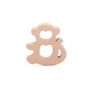 Hot Selling Products Organic Teether Toy Beech Wood Wooden Animal Monkey Teether