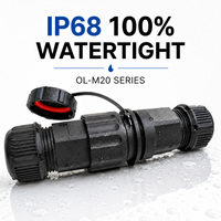 Conector Impermeable IP68 OL-M20 20A 500V de 2, 3 y 4 Pines, Conector Rápido Tipo Bayoneta para Aviación, Cable de Alimentación LED para Alumbrado Público Exterior