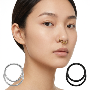 <span class=keywords><strong>Piercing</strong></span> de <span class=keywords><strong>Nariz</strong></span> de Acero Quirúrgico con Diseño Nuevo 2026, Aro de <span class=keywords><strong>Nariz</strong></span> <span class=keywords><strong>Doble</strong></span> para Septum, Joyería de Moda para Mujeres y Hombres - Product Image 1