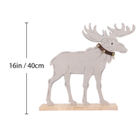 Décoration de cerf nordique de Noël en forme de fauve argenté de 16 pouces avec finition pailletée et base en bois, pour cheminée, vente en gros