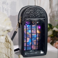 Venta al por mayor de diseño personalizado PU cuero Navidad Ita bolsa con ventana transparente Pin Display insertar Color Ita bolsa