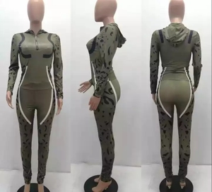 Conjunto Deportivo de <span class=keywords><strong>Dos</strong></span> Piezas para Mujer Talla Grande, Top y Leggings con Estampado de Camuflaje, Conjunto de <span class=keywords><strong>Dos</strong></span> Piezas con Parches - Product Image 6