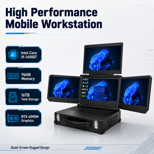 Portable AI Edge Computing Workstation Intel Core I9-14900T 96GB RAM Dual 8TB SSD RTX 4090 Graphics Rugged Computer Stock