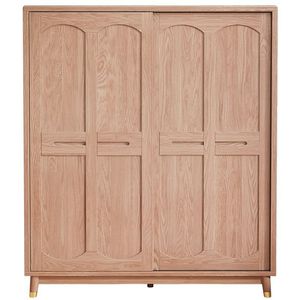 Modern <b>Wardrobe</b> Ash Wood Sliding Door <b>Large</b> Capacity Bedroom Storage - Product Image 5