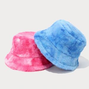 Nuevo Sombrero de Pescador de Felpa con Estampado Tie-Dye para Otoño-Invierno 2025, Cálido, Moderno y Colorido para Mujer - Product Image 4
