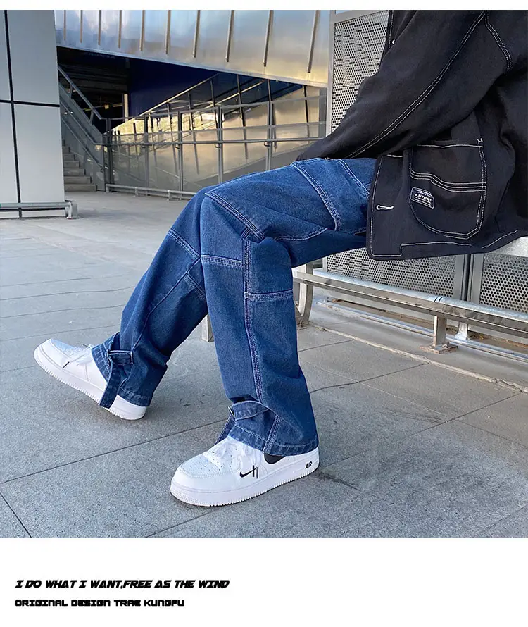 Mannen Jeans Wijde Pijpen Denim Broek Losse Straight Baggy Jeans Streetwear Skateboard Broek Hip Hop Neutrale Broek Cargo jeans